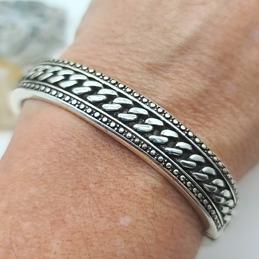 RARE $78 Brighton "Chain Reaction" Hinged Bangle w Dual Rows of Pavè Crystals 💎 - Picture 11 of 13